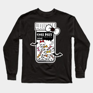 chill pills cute skull cartoon Long Sleeve T-Shirt